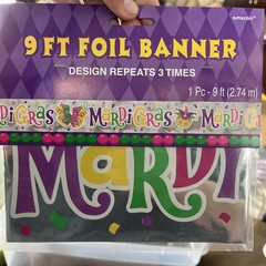 Mardi Gras 9Ft Foil Banner 1pcs Party Supply’s Decorations New