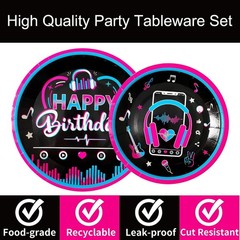 96 Pcs Music Party Tableware Set – Perfect for Birthday Celebrations