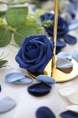 500pcs Dusty Blue, Navy Faux Silk Rose Petals, Wedding, Aisle Scatter, Party