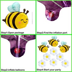 3pcs Bee Balloon 6Pcs Daisy Flower foil Balloons Bumble Bee foil Balloon for …
