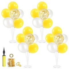 4Set Yellow and White Balloon Stand Table Centerpiece Party Decor