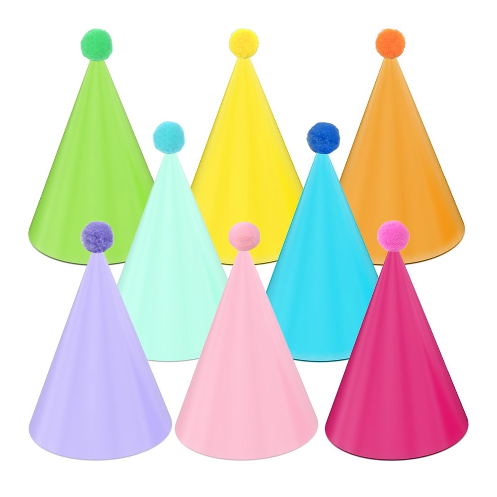 24 Pack Birthday Party Hats,8 Colors Cone Party Hat for Kids Adults Pets,Rain…