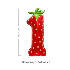 40 Inch Strawberry Number 1 Balloon Berry First Birthday Décor for Baby Girls…