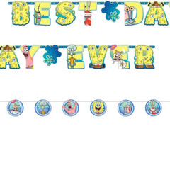 Spongebob Birthday Party Decorations Banner 12Pcs Swirls Patrick Squidward Crabs