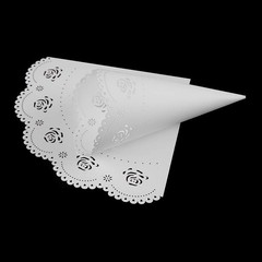 50 PCS White Paper Wedding Confetti Cones Hollow Rose Print Petal Holders