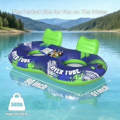 JOSEN Inflatable River Tube Float – 2 Person Heavy Duty River Float, Pool Flo…
