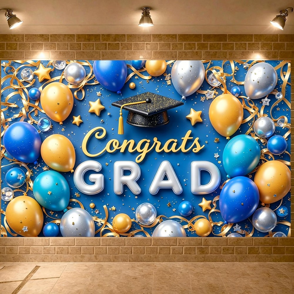 Class of 2026 Congrats Graduation Prom Backdrop Photo Background Party Banner