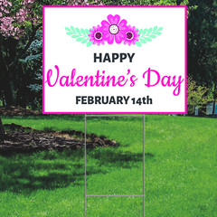 YS3046 Happy Valentine’s Day Heart Rose Plastic Outdoor Yard Sign Decoration Cut