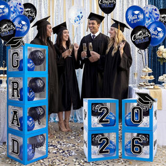 2026 Graduation Decorations 4 Grad Balloon Boxes with Letters 2026 Grad & so Pro