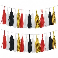 Paper Tassel, 20 Pack, Party Decorations for 20 Pcs Red Black White Gold