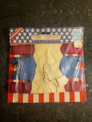 Vtg Amscan Red White Blue Decoration Star Garland 12 Feet Open Package Patriotic