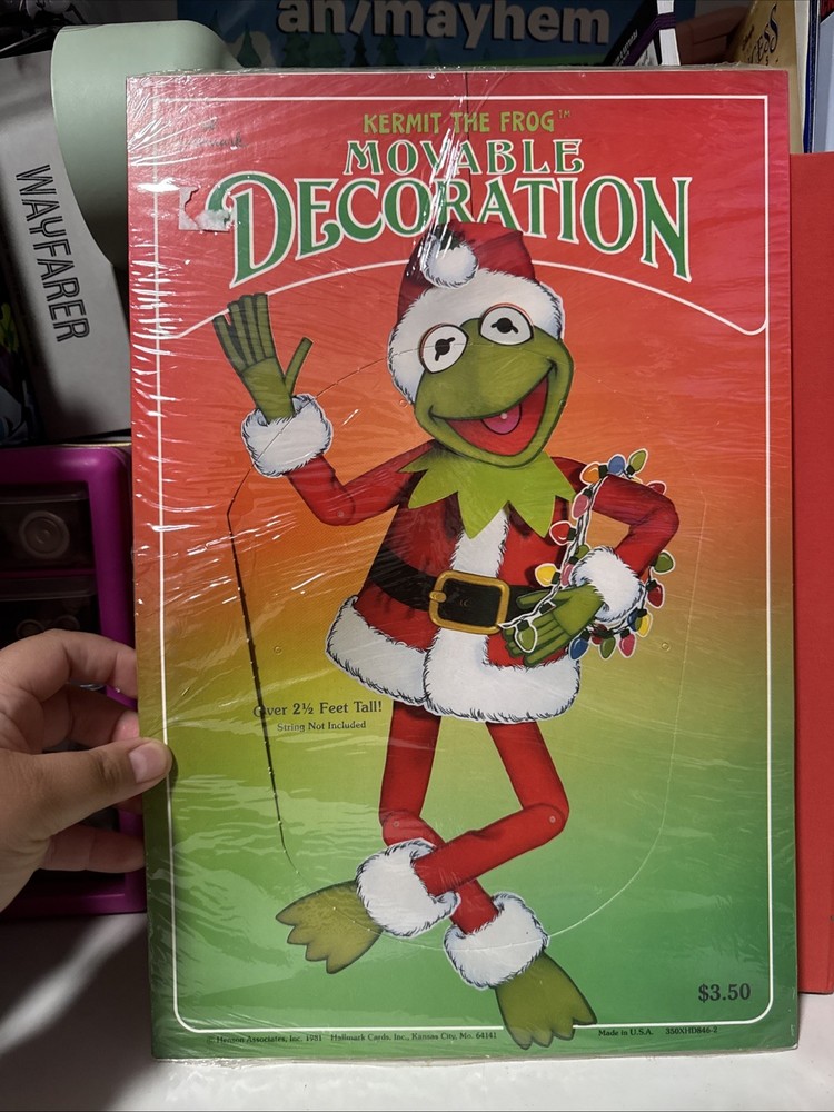NEW!! VINTAGE 1981 HALLMARK HENSON Kermit The Frog MOVABLE DECORATION