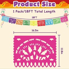 OHOME Cinco De Mayo Decorations – Papel Picado Banner Streams | Mexican Theme Bi