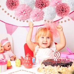 4-in-1 Rose Gold Glittery Party Decor: Banner, Poms, Circle & Tassel Garlands