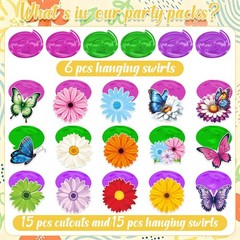 Flower Hanging Swirl Decorations – 36 Pcs Spring Floral Butterflies Ceiling H…