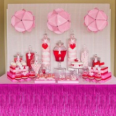 2 Pack Metallic Tinsel Foil Fringe Table Skirts for Rectangle & Round Tables Hot