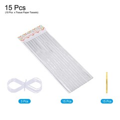 15Pcs Silver Tassel Garland Banner with Rope Tissue Paper Tassels Party DIY Kits