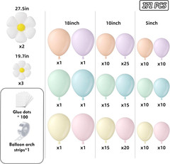 Pastel Daisy Balloon Garland Kit for Spring Celebrations and Events