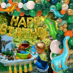 Dinosaur Birthday Party Decorations, 113Pcs Dinosaur Balloons Include Happy Birt