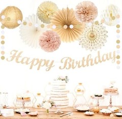 Champagne-Gold Beige Fall Boho Birthday Party-Decorations – 21pcs Autumn Neut…