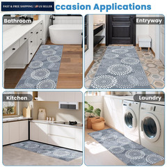 StepRite Runner Rug 2 x 6 ft, Washable Rugs, 2′ x 6′ (Rectangular), Grey