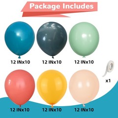 Boho Rainbow Balloons 60 Pcs Retro Teal Blue Blush Pink Dark Light Orange Yel…