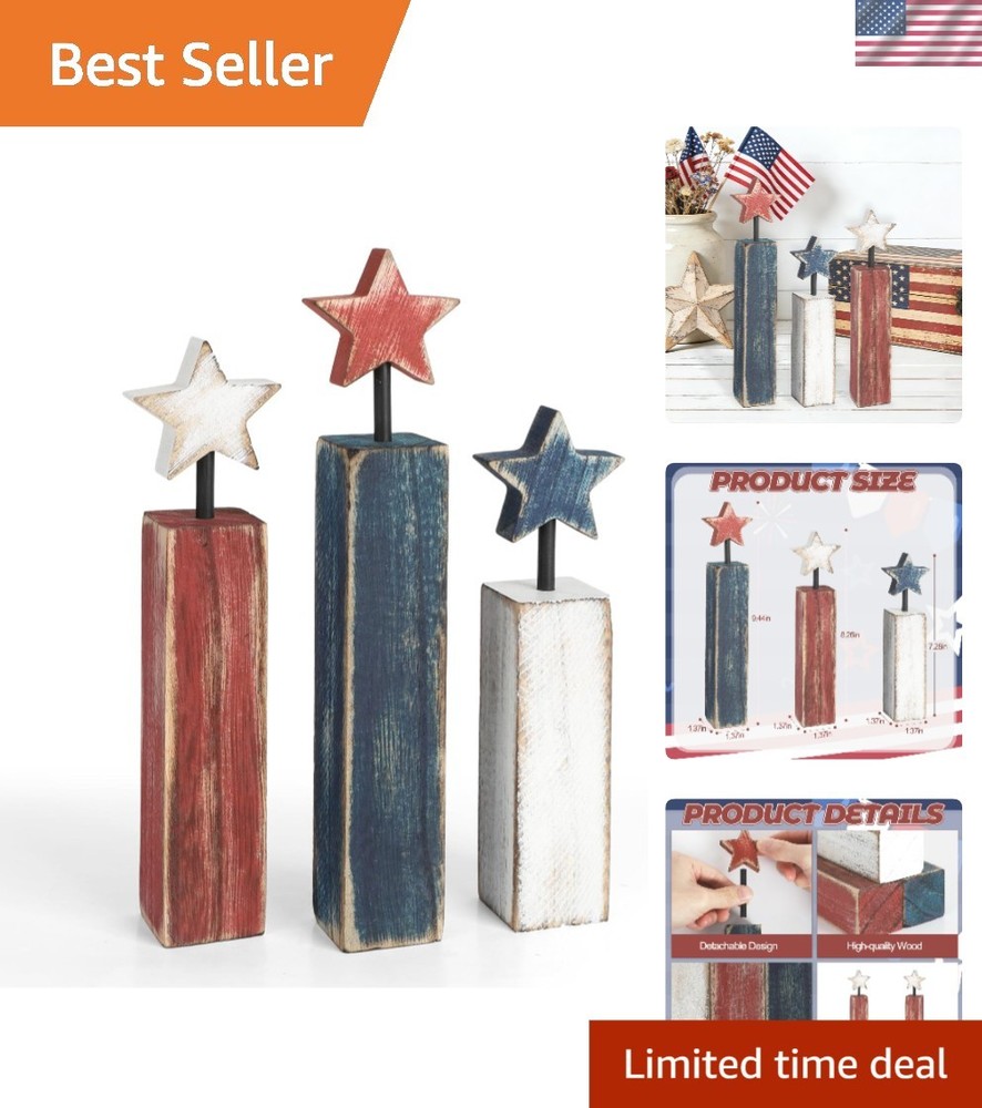 Rustic Charm: 3-Piece Independence Day Table Decorations for a Festive Home
