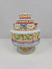 Partylite Birthday Celebration Cake & Base Porcelain Tealight Candle Holder 7.5″