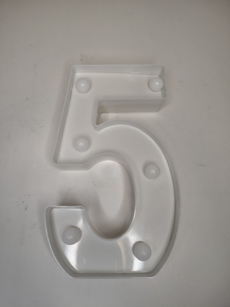 LED Marquee Sign Light Up Number 5 Battery Operated 2 AA