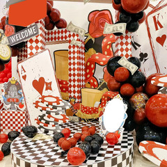 Lukiituke 75PCS Balloon, Black, Red, and Gold (12In and 5In), Casino Theme Party