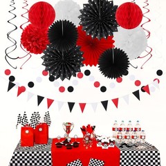 Black White-Red Party-Decorations – 33pcs Birthday Banner,Streamers Tassel