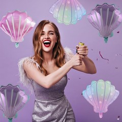Shell Foil Balloon Sea Mylar Balloons for Baby Shower Ocean Themed Party Deco…