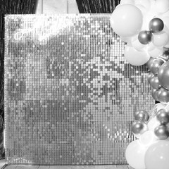 24PCS Silver Shimmer Wall Backdrop Panels 12″x12″ Square Sequins on Grid