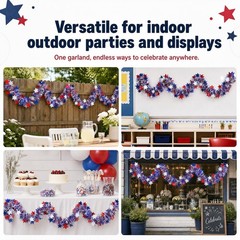 50 FT 4th of July Garland Decorations – Patriotic Tinsel Garland with Stars, …