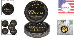 Elegant 7-Inch Disposable Paper Plates – Perfect for 40th Birthday Celebrations