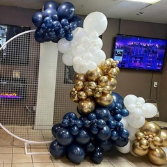 Blue and Gold Balloons Garland Arch Kit, Navy Blue and Gold Confetti Balloons…