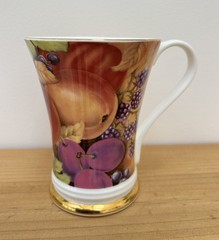 Crown Trent Fruit Mug Cup Gold Trim Fine Bone China Tea Coffee