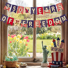 US 250th Anniversary Decorations – 250 Years of Freedom Banner Red White Blue Pa