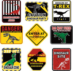 9 Pack Dinosaur Birthday Signs Jurassic Crossing Wall Decor Kids Party Props Set