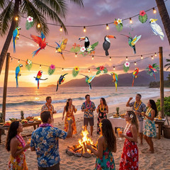 24 Pcs Tropical Birds Decorations Rio Jungle Party Decorations Luau Hawaiian Par