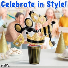 Elegant Black & Gold Birthday Photo Booth Props – Perfect for Stunning Memories