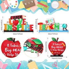 4 Pack Teacher Appreciation Table Centerpieces, Wooden Teacher Appreciation W…