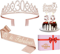 30Th Birthday Decorations for Her, Including Sash, Crown/Tiara, Candles, Cake To