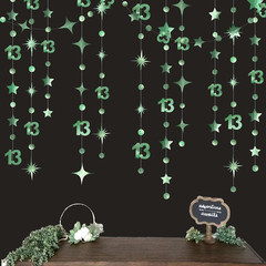 Sage Green 13Th Birthday Decorations Number 13 Circle Dot Twinkle Star Garland M