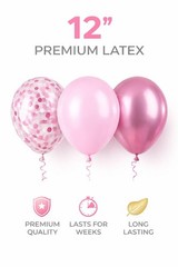 Dream Decor Pink Balloon Set – 50 Pack Assorted Light Pink, Pink Confetti, Ho…