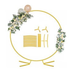 Round Golden Metal Balloon Arch Kit (6.7FT), Wedding Circle Backdrop Stand Fr…