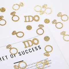 Gold Wedding Table Confetti,Glitter Paper Diamond Ring Confetti, I Do Engagem…