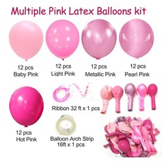 Pink Balloons Metallic Pink Balloon, 60Pcs 12Inch Chrome Deep Light Pearl Hot