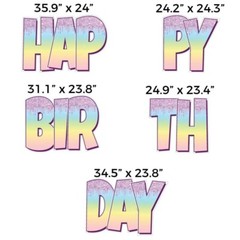 VictoryStore Rainbow Ombre Sparkle EZ Happy Birthday Display Glitter Decor 19878
