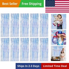 10 Pack Iridescent Backdrop Party Decorations Tinsel Curtain Party Backdrop F…